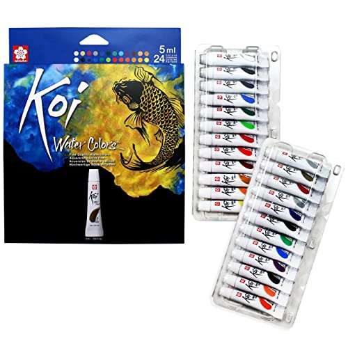 SAKURA Koi Watercolor Sets - Fine Quality Watercolor Paint Set - 24 Colors - 5 ml Tubes -  XMW5L-24SET