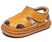 DADAWEN Baby Boys Girls Summer Lightweight Soft Sole Closed-Toe Outdoor Leather Athletic Sandals Yellow US Size 3.5 M Toddler