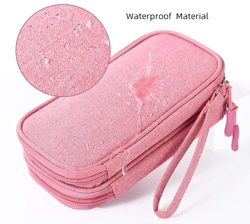 HORNO Travel Cord Organizer，Electronics Accessories Organizer Pouch Bag for Charger,USB Cable,Business Travel Gadget Bag  (Pink) - Thumbnail 4