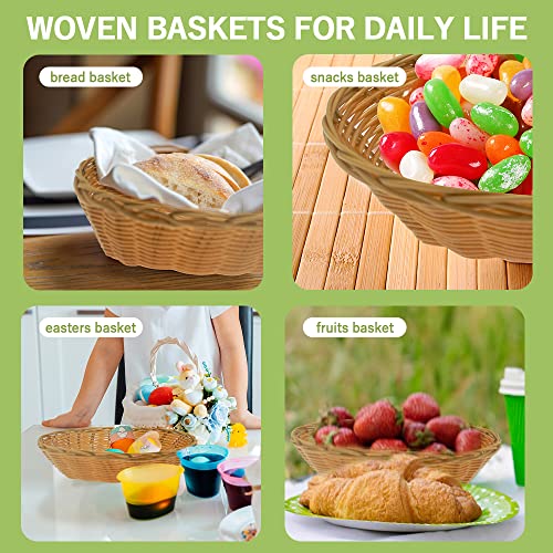 Cezoyx C-PLASTICBASKET-16PC-9IN 16 Pack Plastic Oval Basket, 9 X 6.3 X 2.36 Inch Wicker Bread Basket Woven Empty Gift Baskets Food Storage Basket thumb #3