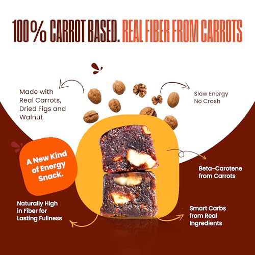 Image of PEPCUBES Carrot Snack Bites with Walnuts (8 Pack), Soft, Chewy, Real Ingredients, Naturally Sweetened, High Fiber, Steady Energy, Gluten Free, Dairy Free, Low Calorie, Plant Based, Gut-Friendly, Lightly Spiced | 8 ct, 1.06 oz each