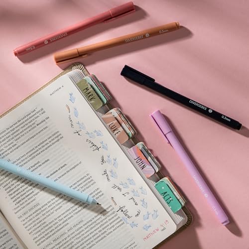Image of DIVERSEBEE Assorted Gel Ink Pens, 0.5 mm Gel Pens Fine Point, Cute Fine Tip Bible Pens No Bleed Through, Bible Study Journaling Supplies, 5 Pack Set (Lotus)