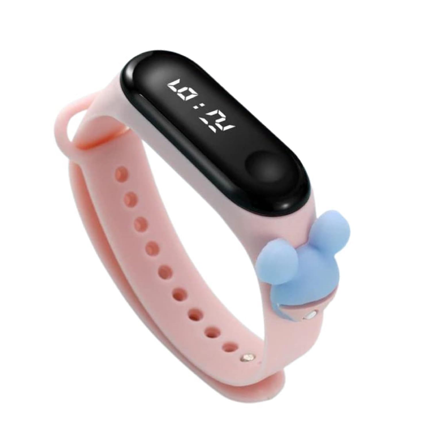 Digital Dial Waterproof Stylish & Fashionable Wrist Smart Watch LED Band for Kids, Colorful Cartoon for Boys & Girls (Removable Silicon Strap) (Baby Pink Mouse)