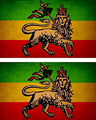 Akachafactory 2X Sticker Bandiera Vintage Auto Moto Etiopia Leone Rasta