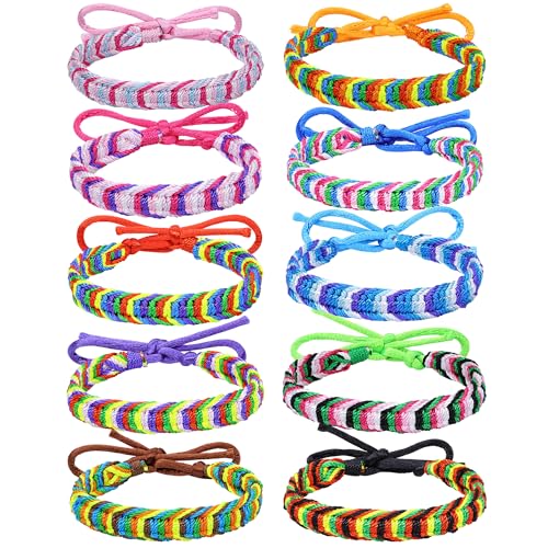 EUIOOVM 10pcs Regenbogen Armband Set Freundschaftsarmbänder Kinder Verstellbar Geflochtenes Armband Pride Armbander Surferarmband Damen Herren