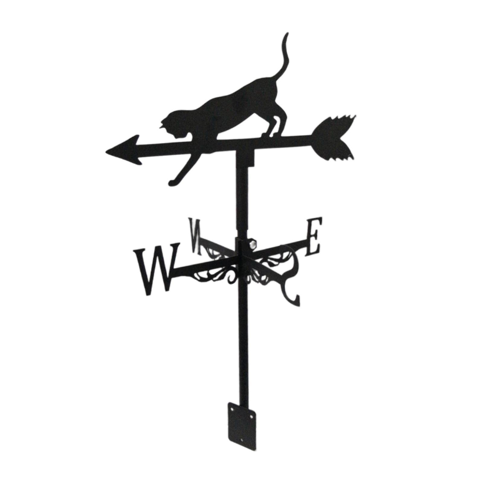 Roof Weather Vane with Animal Silhouette Figurine Garden Stake Weathervane Cat,Chouette,35x60cm