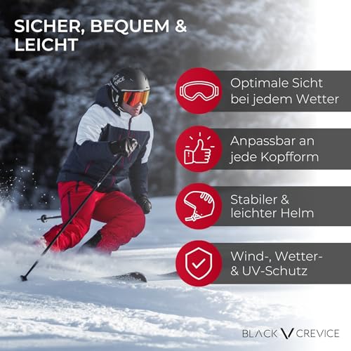 BLACK CREVICE Skihelm Vail I Skihelm mit Visier im Pilotenstyle I Skihelm Herren & Damen I Skihelm...