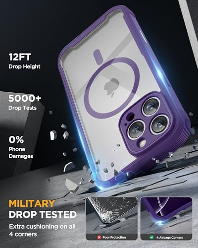 Image of Miracase Designed for iPhone 16 Pro Max Case 6.9'' [Compatible with MagSafe] Full-Body Phone case with Built-in Glass Screen Protector,Drop Proof 16 Pro Max Cover, Purple