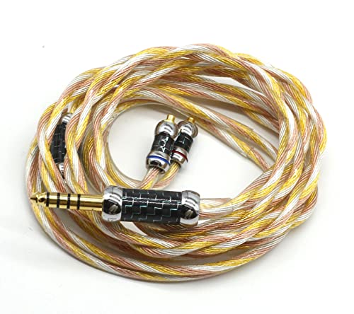 MMCX4.4mm リケーブル金メッキ&銀メッキ&無酸素銅混合編み4.4mmプラグアップグレードケーブル人気中華イヤホンケーブル