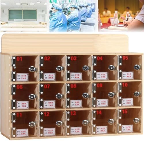 Freestanding Wood Cell Phone Storage Cabinet, 30-Slot Organizer with Clear Acrylic Doors, Wall-Mounted Locker Box for Office & Classroom Use