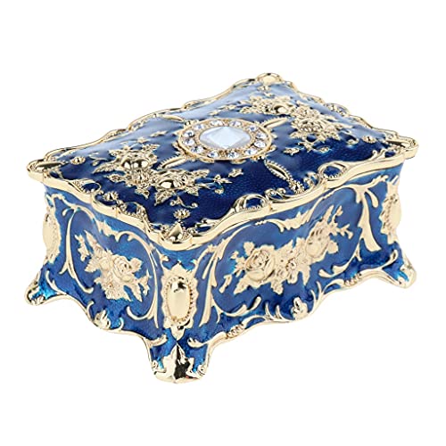 HYWLH Boîte à bijoux vintage en métal floral, boîte à bijoux, cadeau, table de rangement, organisateur, boîte à bijoux (B) (B)