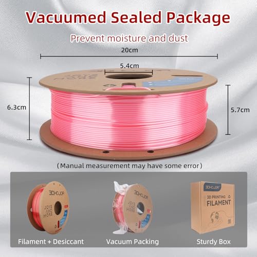 Image of 3DHoJor Silk PLA Filament 1.75mm, PLA Filament 1.75mm Silk Shiny 3D Printer Filament, 1kg*2 Cardboard Spool, Dimensional Accuracy + /- 0.03 mm, Fit Most FDM Printer(Silk White+Pink)