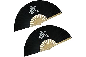 ZooBoo 2PCS Chinese Taichi Kungfu Fan Bamboo Martial Arts Sports Fighting Hand Fan