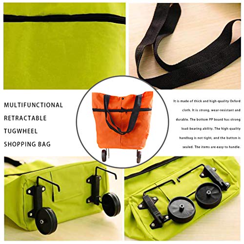 Vokmon Bewegliche Faltbare Einkaufs Trolley-Tasche mit Rad Wasserdichtes Oxford Stoff-Taschentasche, orange – Bild 8