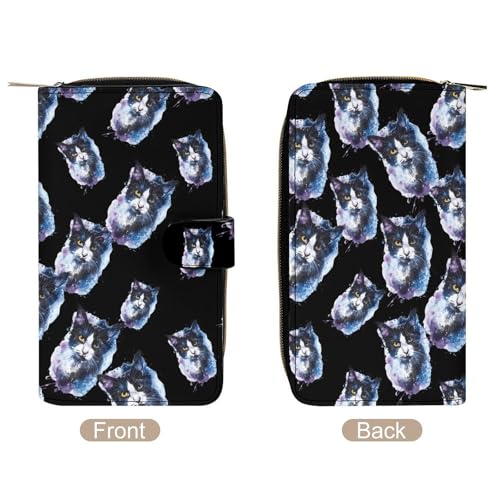 Watercolor Cat Unisex Wallet Cute Elegant Long Slim Card Holder Case Minimalist Coin Purse Clutch Wallets3