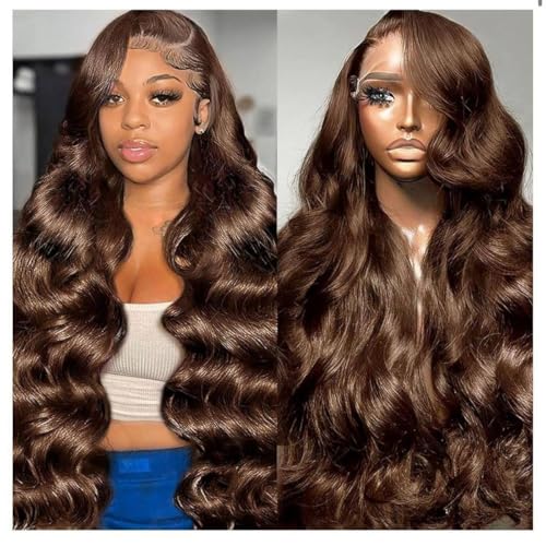 BOSTK 30 Inch Chocolate Brown Lace Front Wig Human Hair