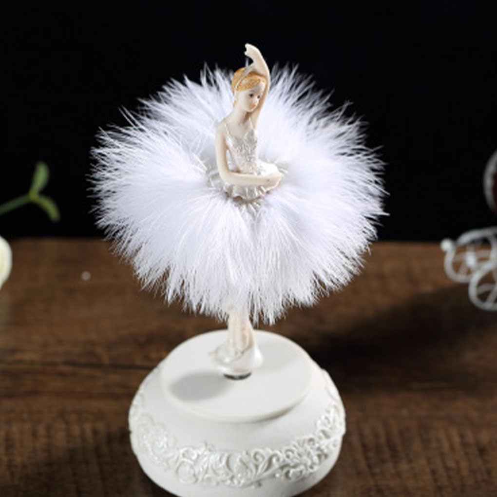 Carillon con ballerina danzante, figurine artigianali rotabili, regalo per amiche, Natale, casa, matrimonio, compleanno, colore bianco