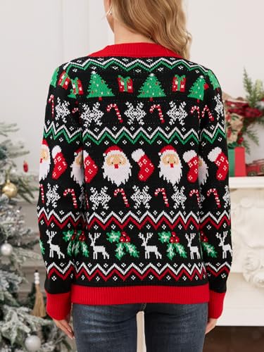 YIJIU Santa Face V-Neck Christmas Cardigan for Women - Image 2