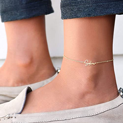 PicturesOnGold.com Custom Name Anklets for Women in Sterling Silver or 14K Gold Personalized Ankle Bracelet Jewelry With Any Name or Word3