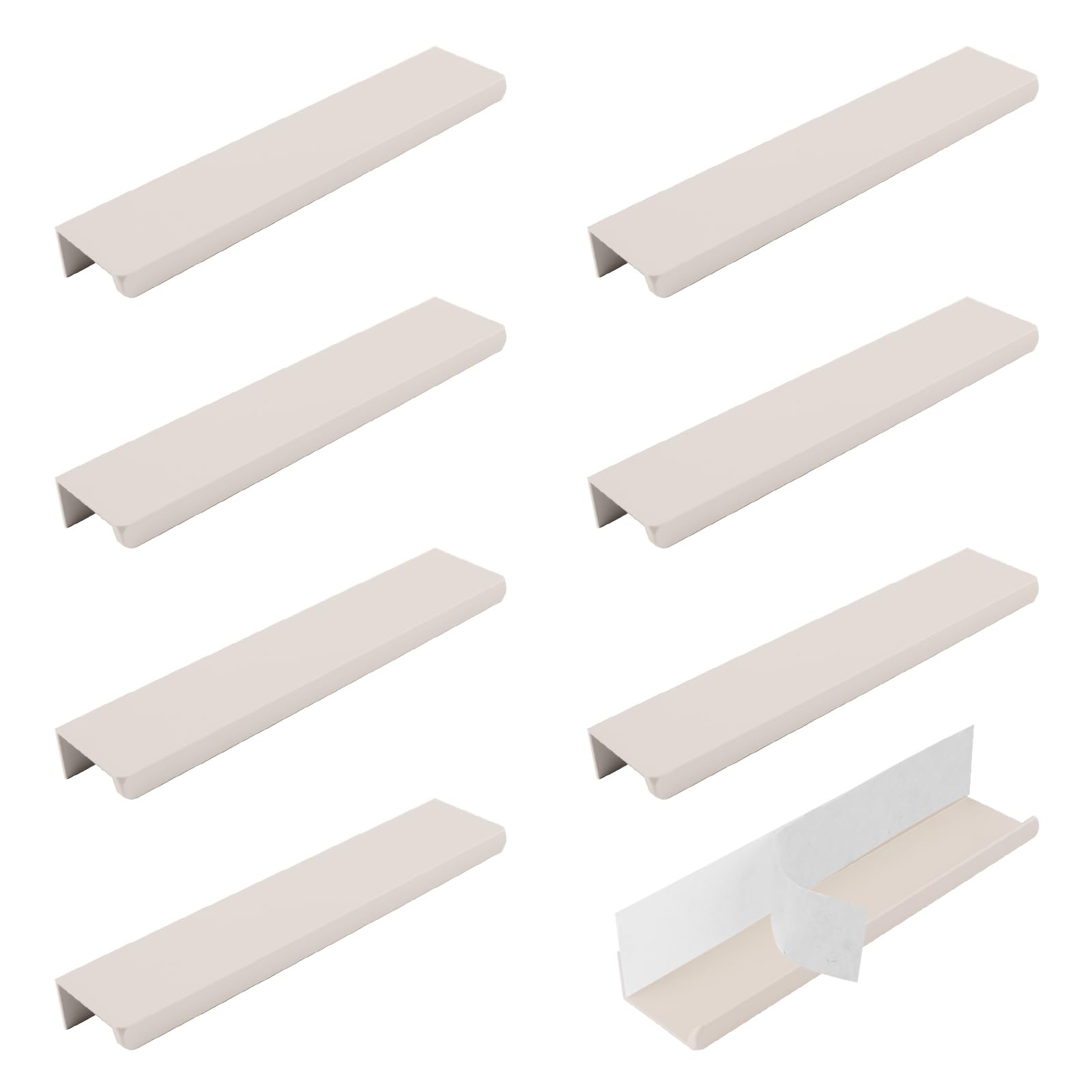 MOROBOR Finger Edge Pull, 8pcs Concealed Handle Auminum Alloy Invisible Handle Cashmere Grey Furniture Adhesive Self-Stick Instant Handles for Home Kitchen Door Cabinet/150mm — image 1