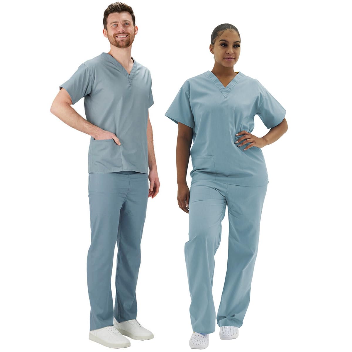 Interweave Healthcare Performance Scrub Set Medical Uniform Unisex Polycotton Reversible Scrubs Top & Trousers With Pockets In 6 Colours