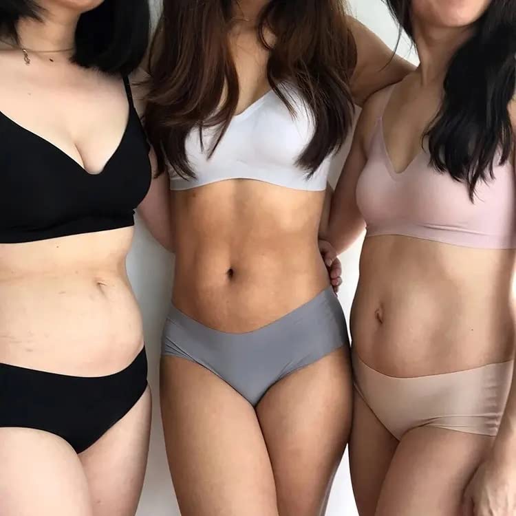 Image of ( Multicolour Seamless Panties for Women Super Combed Cotton Hipster Printed Panties No Show Mid Waist Briefs Hipster Underwear for Women Ice Silk Invisible Seamless Panties