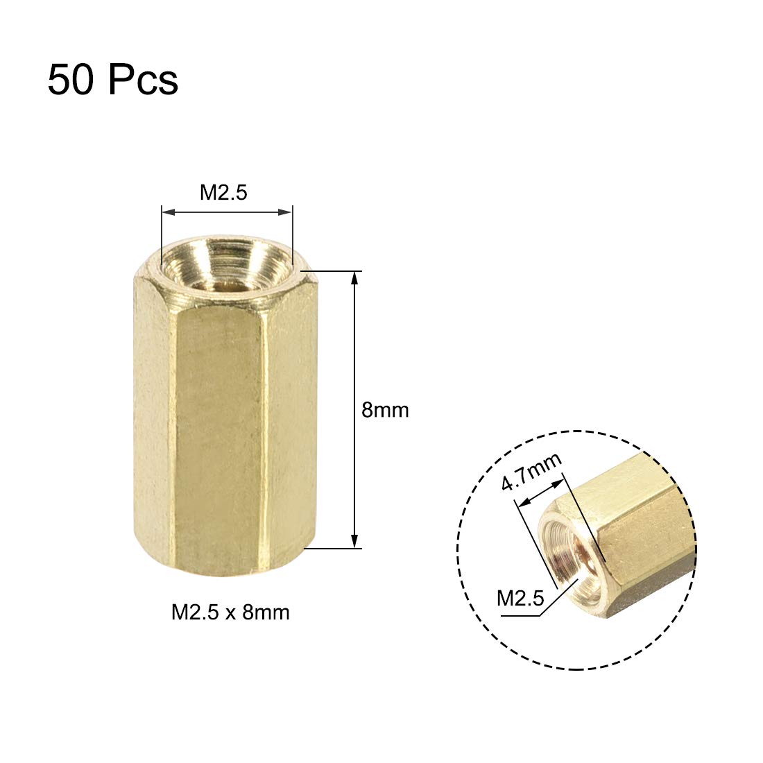Uxcell M5x10mm+7mm Male-Female Brass Hex Standoffs - 20pcs For PCB, Motherboard, FPV Drone, Computer Spacers