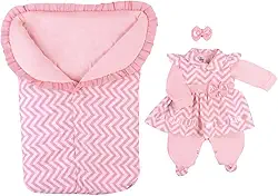 Saída de Maternidade Menina Elegance Salmão com Porta Bebê Saco de Dormir