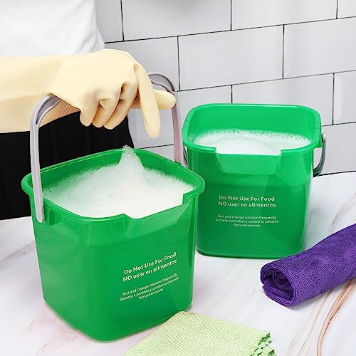 Image of Roshtia 6 Pcs 6 Quart Cleaning Bucket Small Sanitizing Square Bucket Detergent Pail for Home Commercial Restaurant Kitchen Office School(Green)