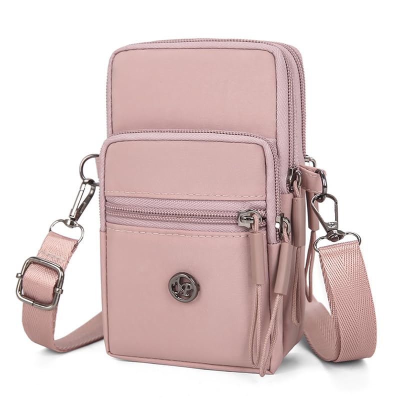 Bolsa tiracolo pequena para celular, bolsa de ombro feminina, bolsa de mão de tecido, rosa