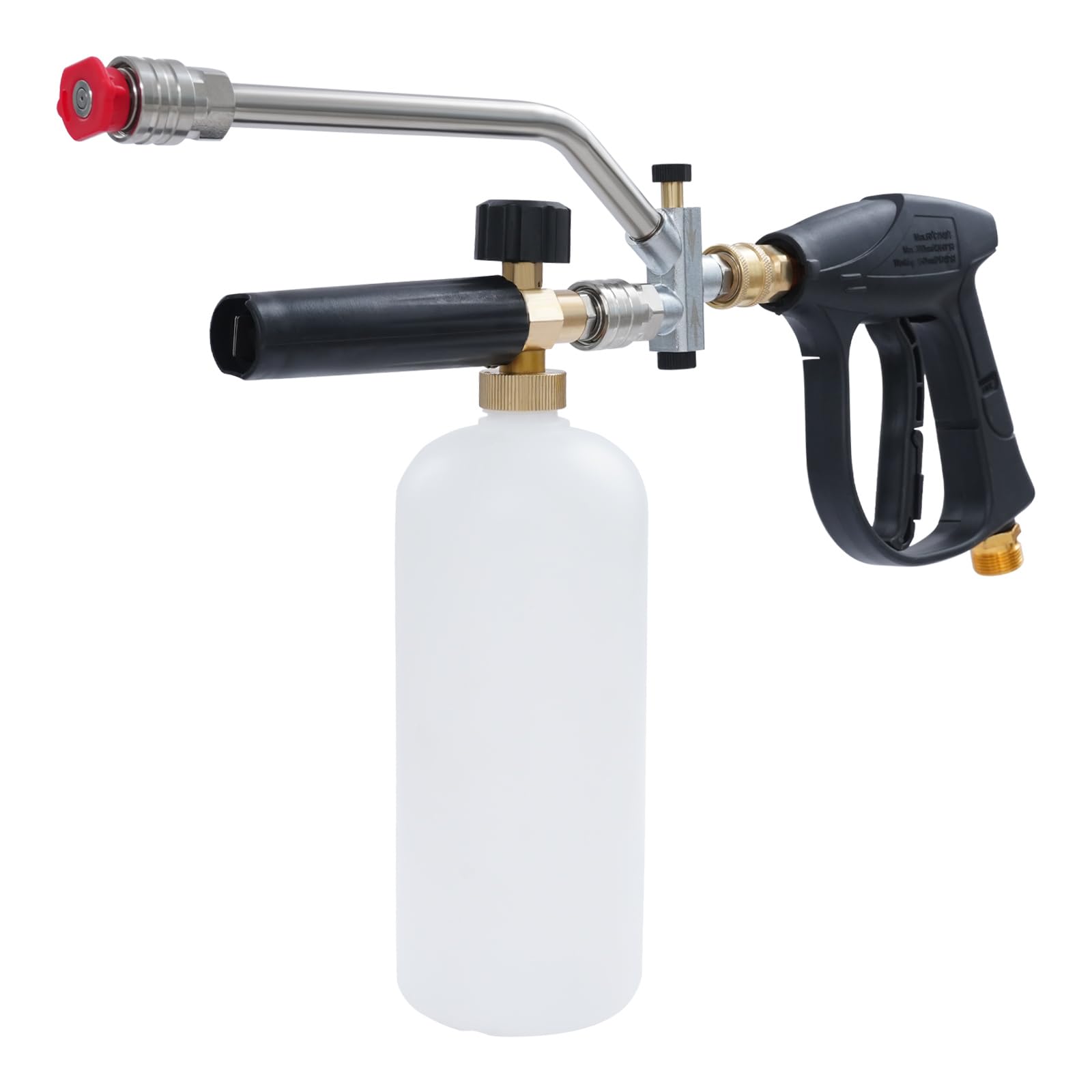 Pistolet do czyszczenia samochodu, 60°C, 150 bar, 1 l, pistolet do czyszczenia wnętrza samochodu, przenośny pistolet natryskowy z 5 dyszami i butelką, do samochodów, motocykli, podjazdów