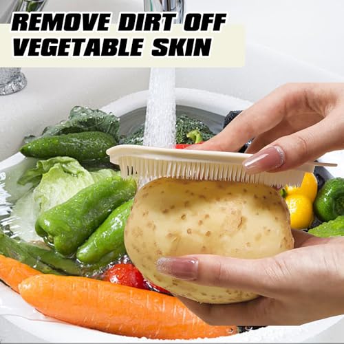 Image of Vegetable Brush,4pcs Potato Scrubber Brush, Vegetable Brush Scrubber for Food, Soft Bristle Brush for Potato /Carrots /Lotus Root