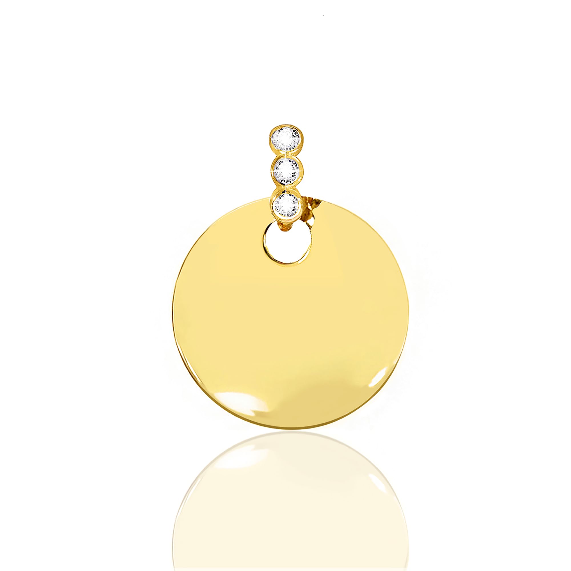 forme di Lucchetta - Anhänger Runde Medaille mit Saphiren 0 | 09 cts aus 585 Gelbgold, 16 mm, hergestellt in Italien