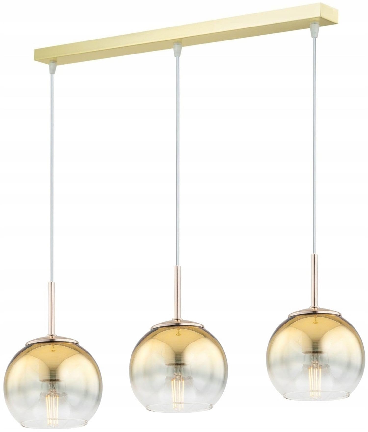 Licht-Erlebnisse Pendelleuchte 3-flammig Metall Glas Gold Esstisch Wohnzimmer Küche Modern E27 gemütlich elegant L:60 cm Hängelampe Esszimmer