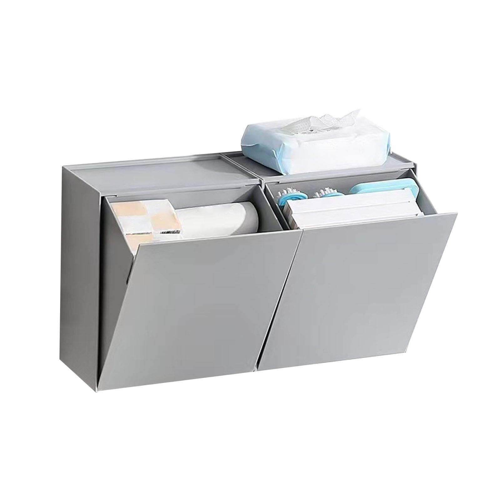 2er Set Wandmontierte HIPS Aufbewahrungsbox,Grau