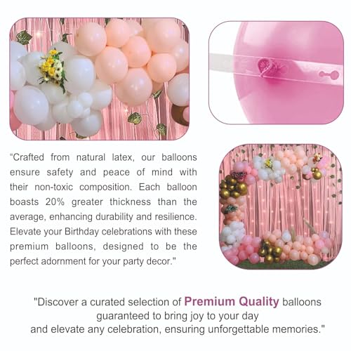 Image of Birthday Party Balloon Decoration Set, Pink and Gold Theme, Bunny and Butterfly Design, 67 Pieces