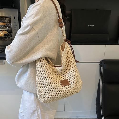 Image of Bohemia Straw Beach Bag Women Macrame Crossbody Purse Shoulder Tote Bag Travel Beach Bag Summer Top-handle Hobo Bags 2025