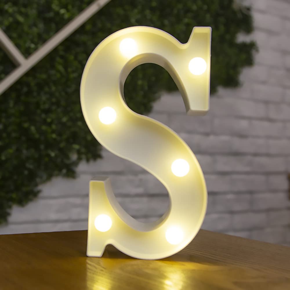 Letter Lights LED Symbol Shape, Alphabet Plastic Marquee Table Lamps, Lighting up Words, Birthday Wedding Party Everyday Home Wall Hanging Decor-S