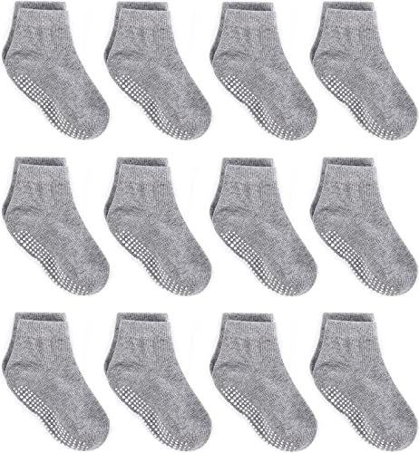 Image of ZAPLES Baby Non Slip Grip Ankle Socks with Anti Skid Grippers Boys Girls Low Cut for Infants Toddlers Kids
