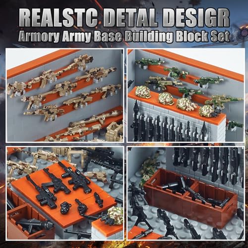 WINGIFT 700 Piece Armory Building Set,WW2 Military Base Army Equipment Building Kit,STEM Battle Swat Team Toys,Weapon Pack Military Equipment Gear Sets,Christmas Birthday Gifts for Boys,Teens,Adults
