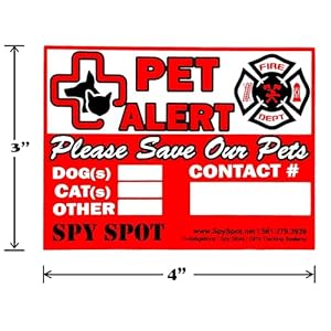 Pet Alert Sticker | 6 Pack | 4″ x 3″ | Self Adhesive Weatherproof Vinyl Please Save Our Pets in Home House Window Decal