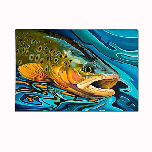 Unframed Trout Canvas Painting Original Fish Art Canvas Print Ocean Art Wall Art Decor 12X16 In / 30X40 Cm #TOP9
