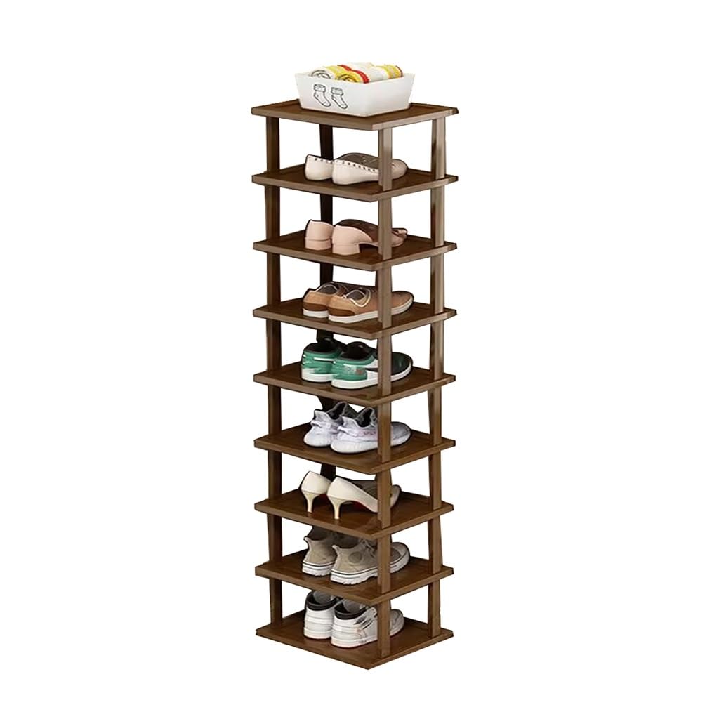 WHGURVH SpaceSaving Corner Shoe Rack 4Tier Wooden Shoe Tower Freestanding Entryway Orga Easy Assembly No Tools Required Slim Design for Small Spaces(9tier)