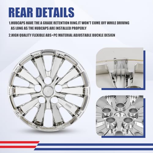 Image of Winjet 16 inch Hubcaps for 2013-2019 Nissan Sentra & 2011-2017 Nissan Leaf Wheel Rim Covers, [Only Fit Iron Hub & Steel Wheel] Heavy Duty ABS+PC Material Snap On Installation (16 Inch Set of 4, Chrome)