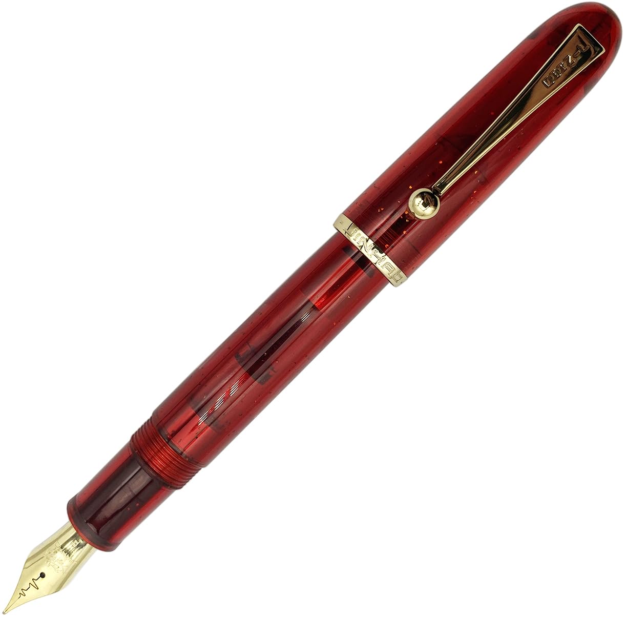 Gullor Acrylic Fountain Pen Heartbeat Tip, Transparent Red, Medium Nib (0.7mm)