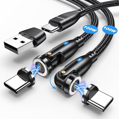VAFOTON Chargeur Magnétique USB C,100W Cable Magnetique Charge Rapide[2Pcs, 1.8m/1m],Câble de Données Magnétique USB C/A vers Type C,5A Câble Aimanté...