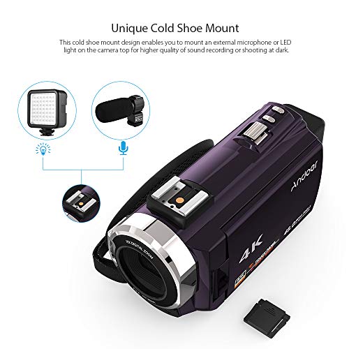 Miaoqian 4K 1080P 48MP WiFi câmera de vídeo digital filmadora gravador com 2 unidades de baterias re
