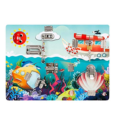 Preisvergleich Produktbild PoeticHouse Latches Board, Brett Mit Verschlüssen, Kinder Verschlussbrett Sicherheit Ungiftige Materialien Entwicklung Spielzeug Frühkindliche Bildung Lernen approving