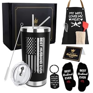 Husband Valentines Day Gifts, 8PCS Valentines Day Gifts for Him Husband Bulk Set Includes Tumbler Straw Apron Socks Key Chain, Best Husband Ever Gifts from Wife for Anniversary Birthday Christmas Husband Valentines Day Gifts 8PCS Valentines Day Gifts for Him Husband Bulk Set Includes Tumbler Straw Apron Socks Key Chain Best Husband Ever Gifts from Wife for Anniversary Birthday Christmas