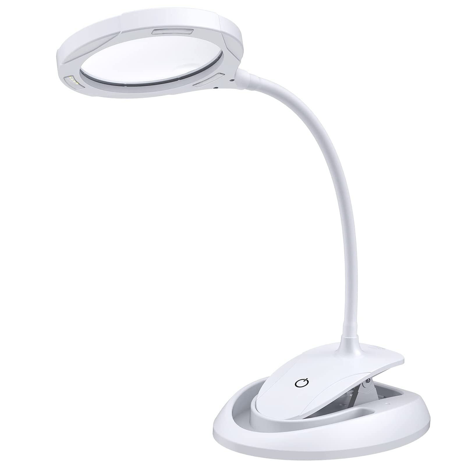 Lampa powiększająca 2 w 1, biurkowa ze szkłem powiększającym, ze stojakiem i zaciskiem, 5x 10x, lampa LED zasilana przez USB, z 3 regulowanymi ustawieniami światła do czy,